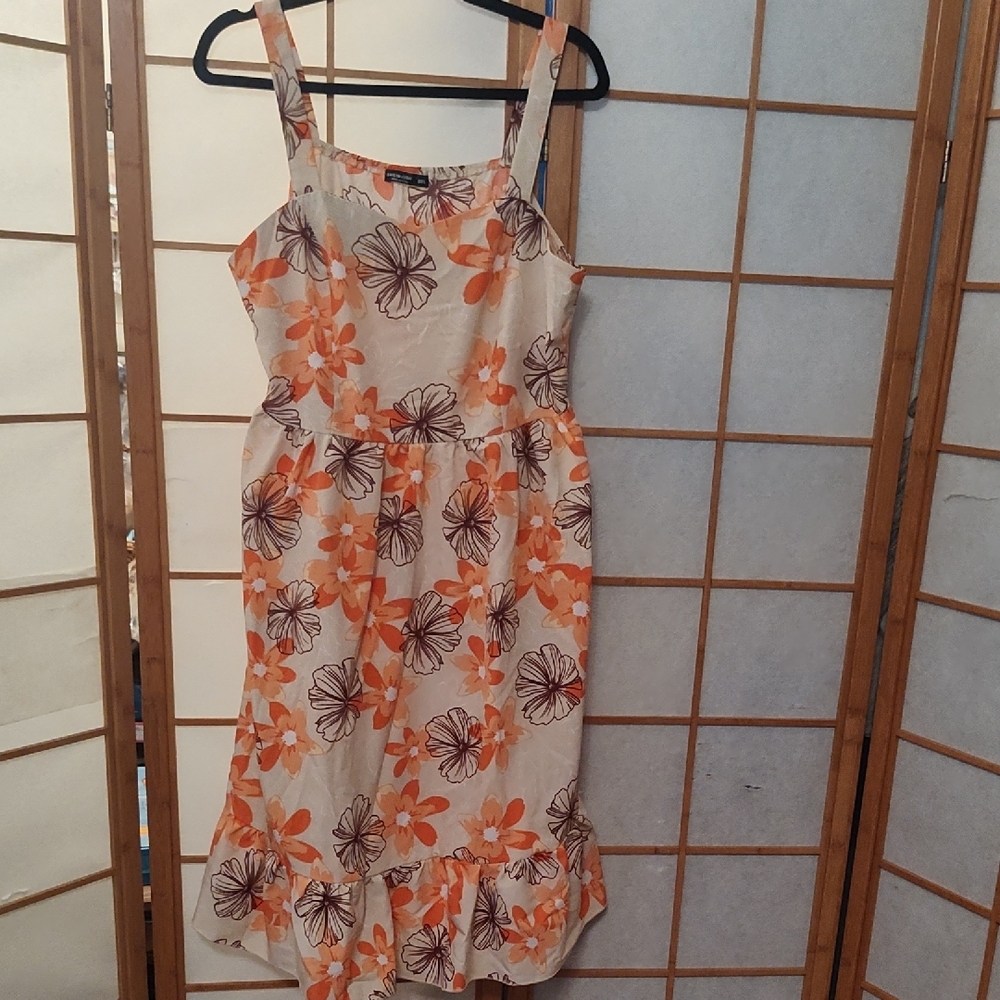 Orange and Cream Floral Dress